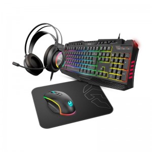 Teclado + Rato + Headset + Tapete Krom Kritic RGB Rainbow Gaming